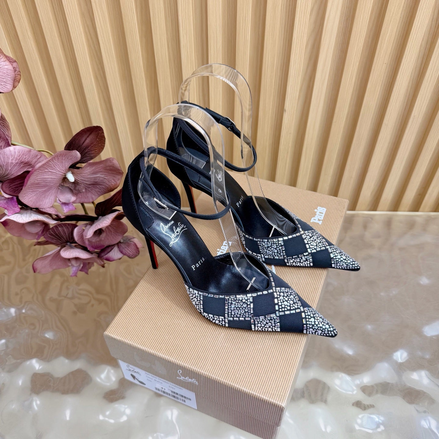 Christian Louboutin 2026 Slingback Pumps 100mm Silk Rhinestone 775986