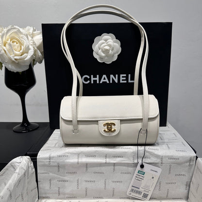 Chanel 2026 Bowling Ball Cylinder Bag Caviar Leather