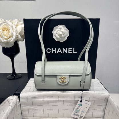 Chanel 2026 Bowling Ball Cylinder Bag Caviar Leather