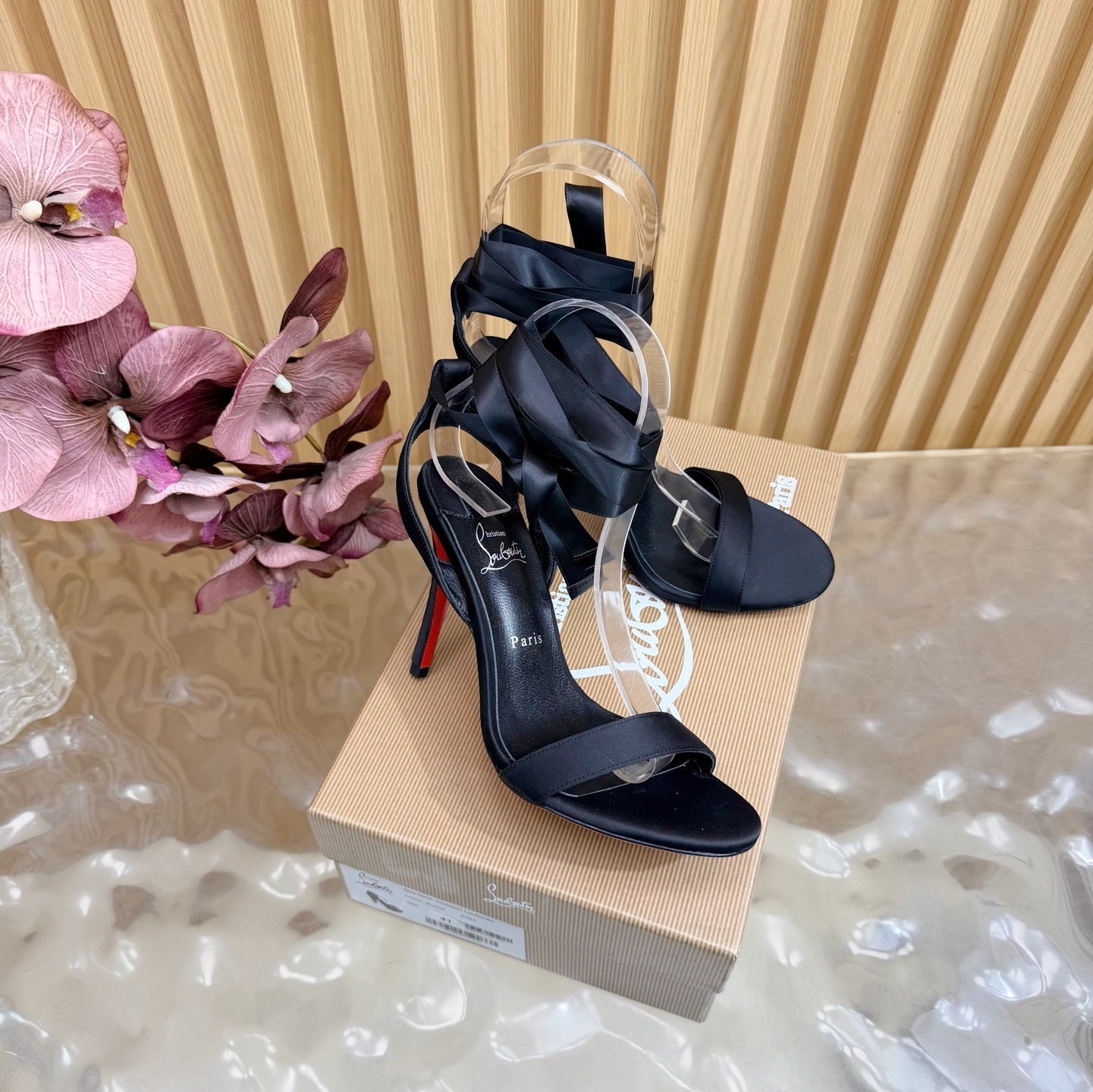 Christian Louboutin 2026 Cassia Lace Up Pumps 100mm Crepe Satin 775976