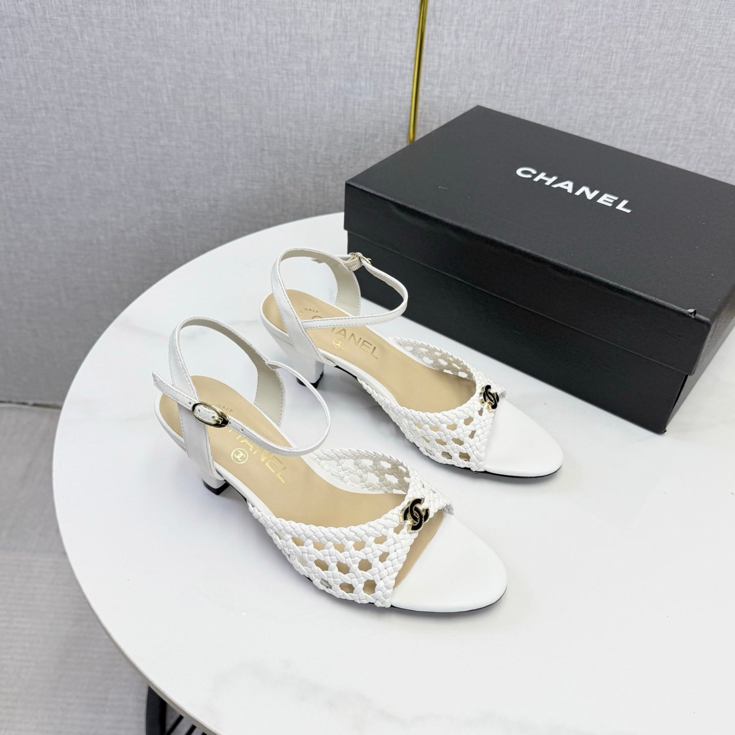 Chanel 2026 Slingback Sandals 40mm Woven Sheepskin 801631