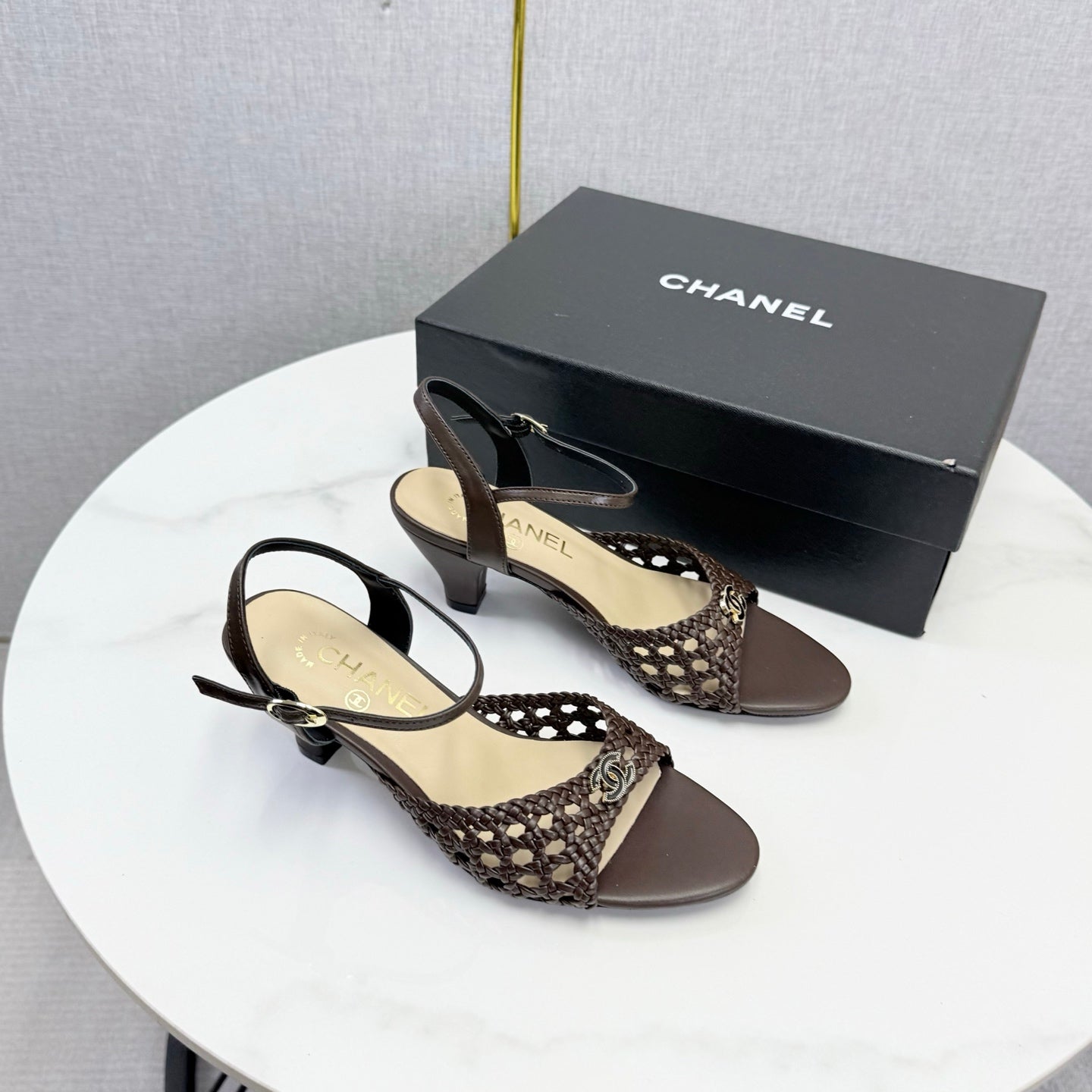 Chanel 2026 Slingback Sandals 40mm Woven Sheepskin 801631