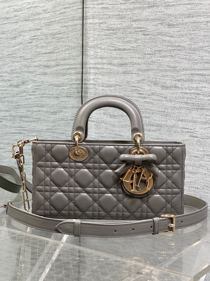 Dior 2026 Bow Lady D-Joy Grey Cannage Lambskin 286461