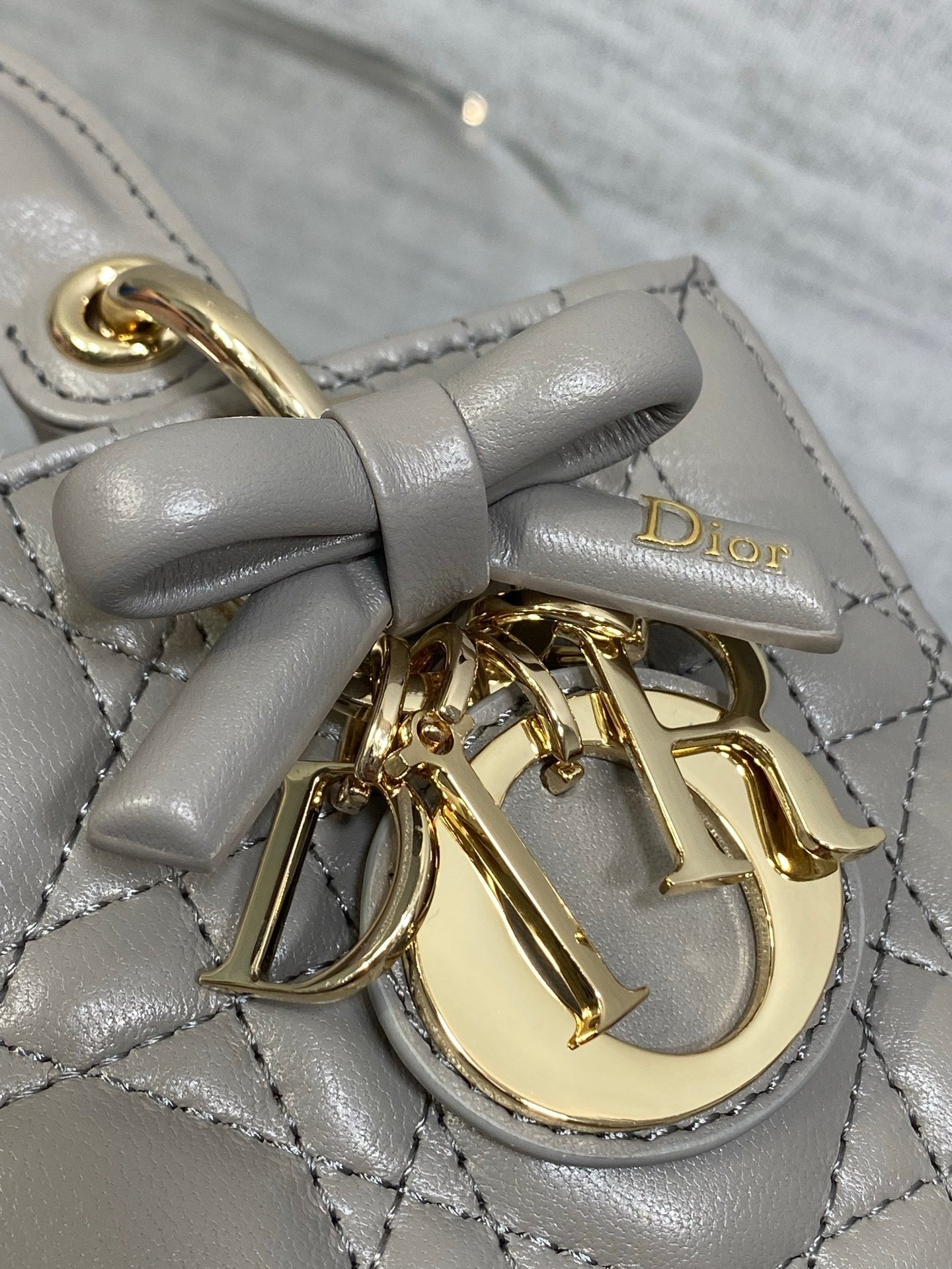 Dior 2026 Bow Lady D-Joy Grey Cannage Lambskin 286461