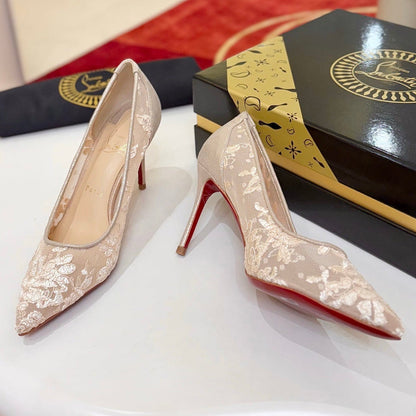 Christian Louboutin Follies Lace Pumps Leather 825176