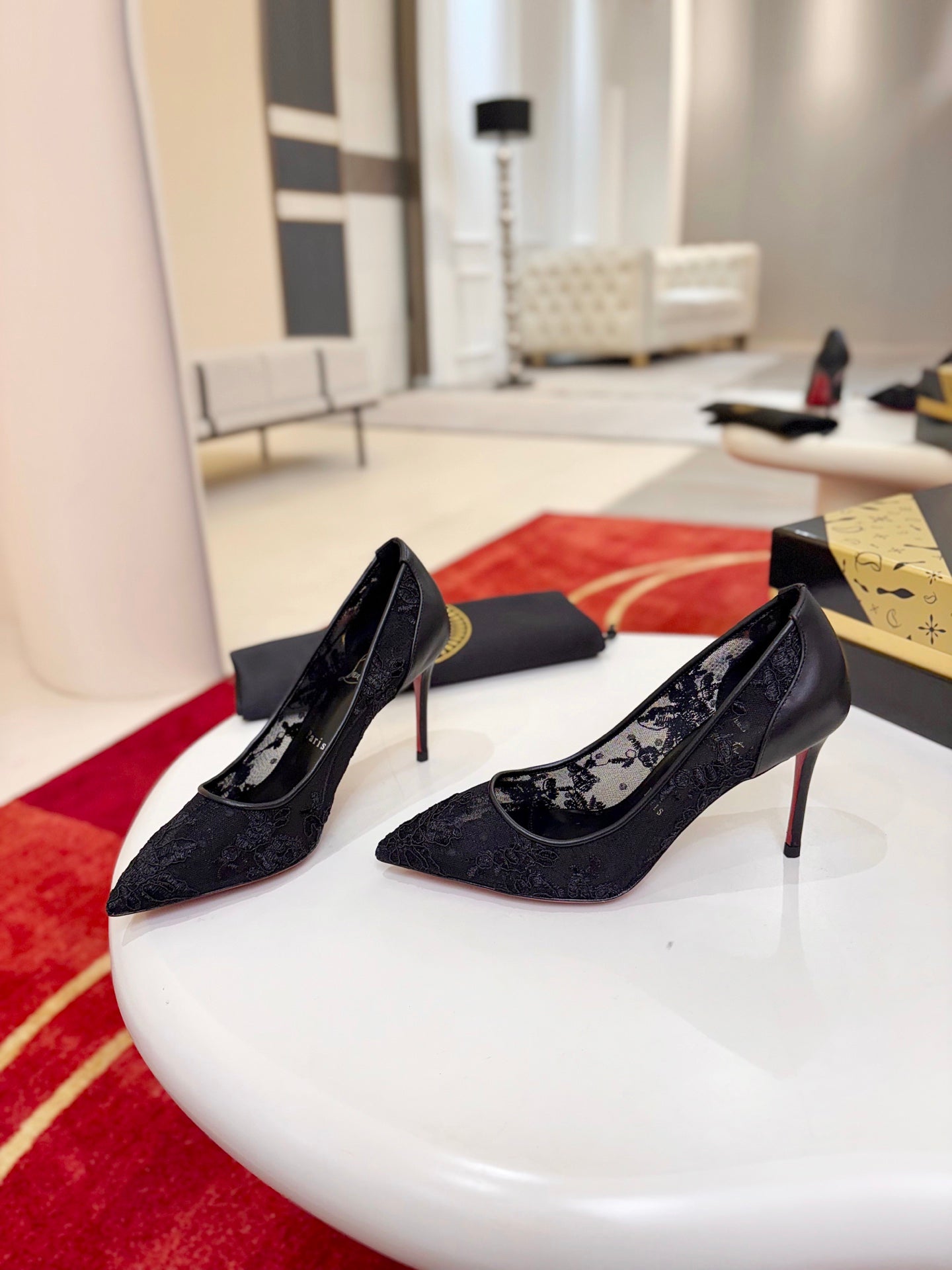 Christian Louboutin Follies Lace Pumps Leather 825176