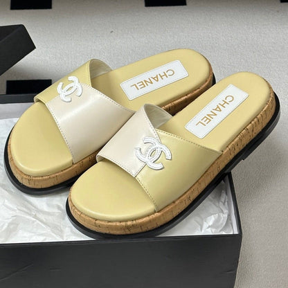 Chanel 2026 Double C Buckle Platform Sandals Sheepskin 834735