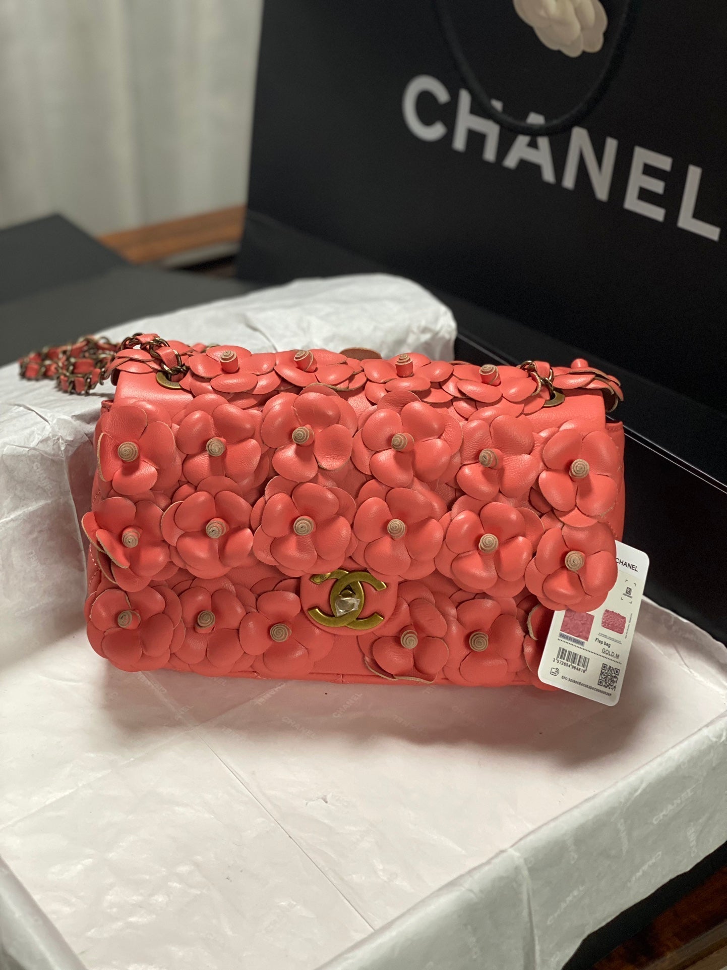 Chanel 2026 Camellia Flap Bag 25cm Lambskin 372255