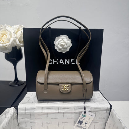 Chanel 2026 Bowling Ball Cylinder Bag Caviar Leather