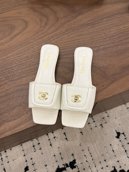 Chanel 2026 Double C Buckle Square Toe Slipper 857303
