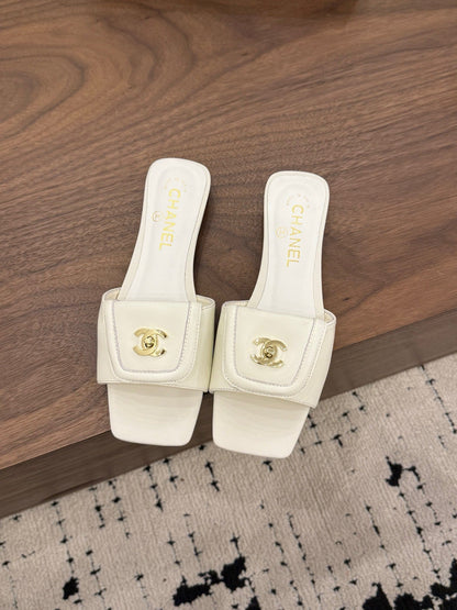 Chanel 2026 Double C Buckle Square Toe Slipper 857303