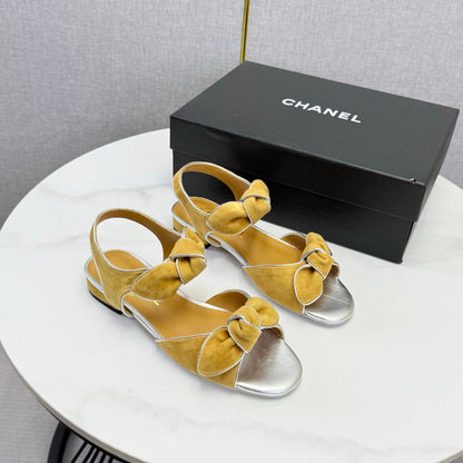 Chanel 2026 Slingback Sandals Bow Suede 801642