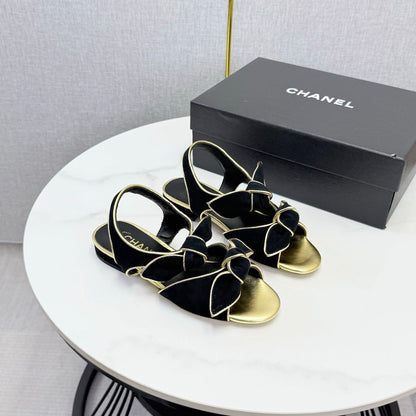 Chanel 2026 Slingback Sandals Bow Suede 801642