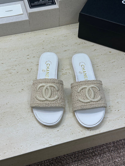 Chanel 2026 Double C Letter Slipper Woven Leather 787171