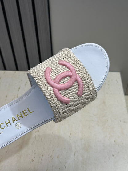 Chanel 2026 Double C Letter Slipper Woven Leather 787171