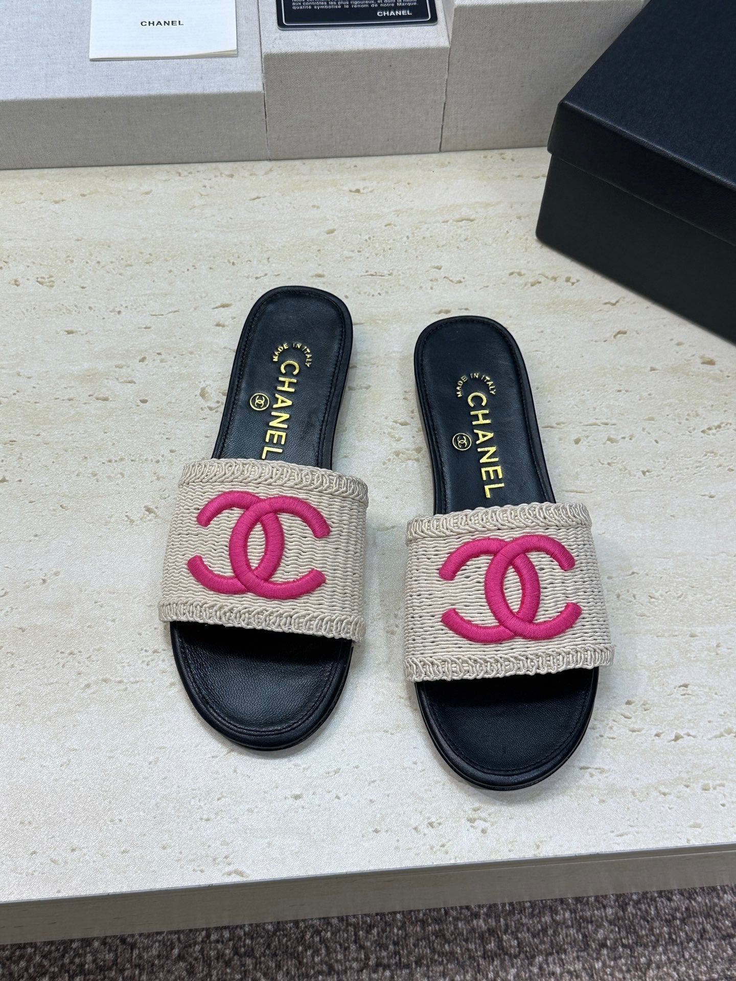 Chanel 2026 Double C Letter Slipper Woven Leather 787171