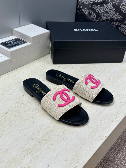 Chanel 2026 Double C Letter Slipper Woven Leather 787171