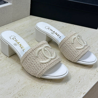 Chanel 2026 Double C Letter Sandals Woven Leather 787177