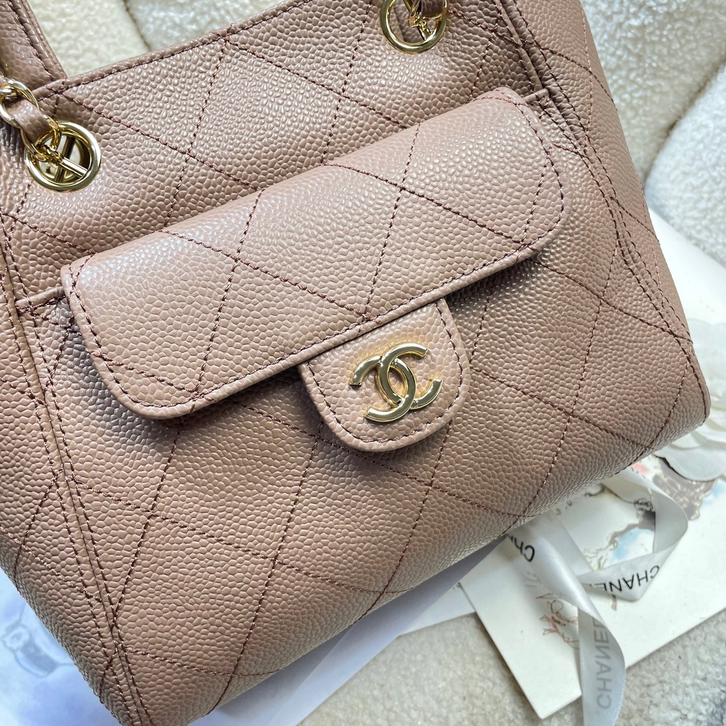 Chanel 2026 Shopping Bag 25cm Grained Calfskin Leather