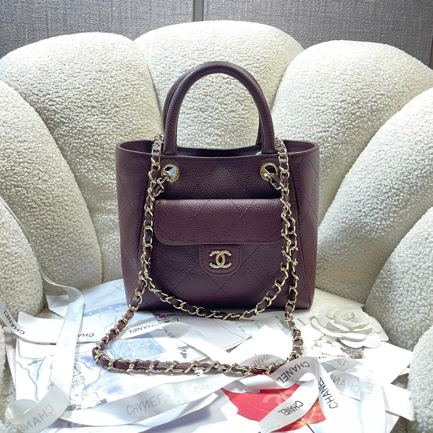 Chanel 2026 Shopping Bag 25cm Grained Calfskin Leather