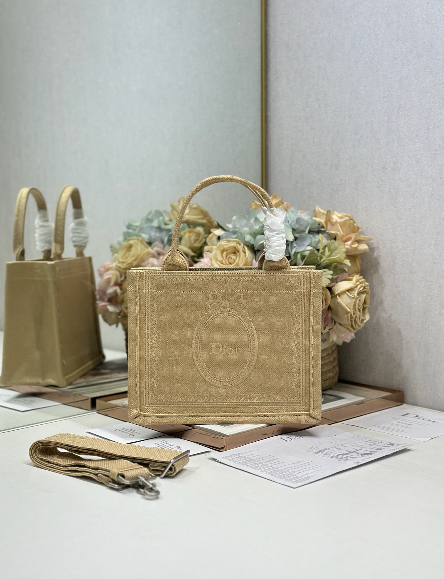 Dior 2026 Book Tote Bag With Médaillon Embroidery Beige Canvas 288466