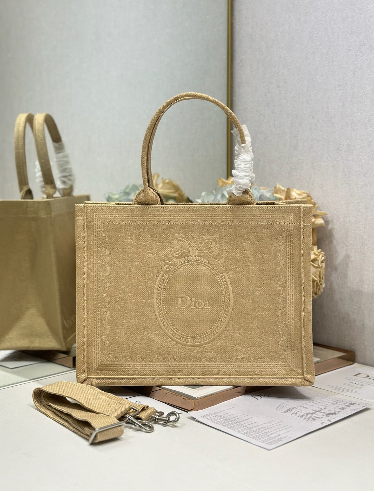 Dior 2026 Book Tote Bag With Médaillon Embroidery Beige Canvas 288466