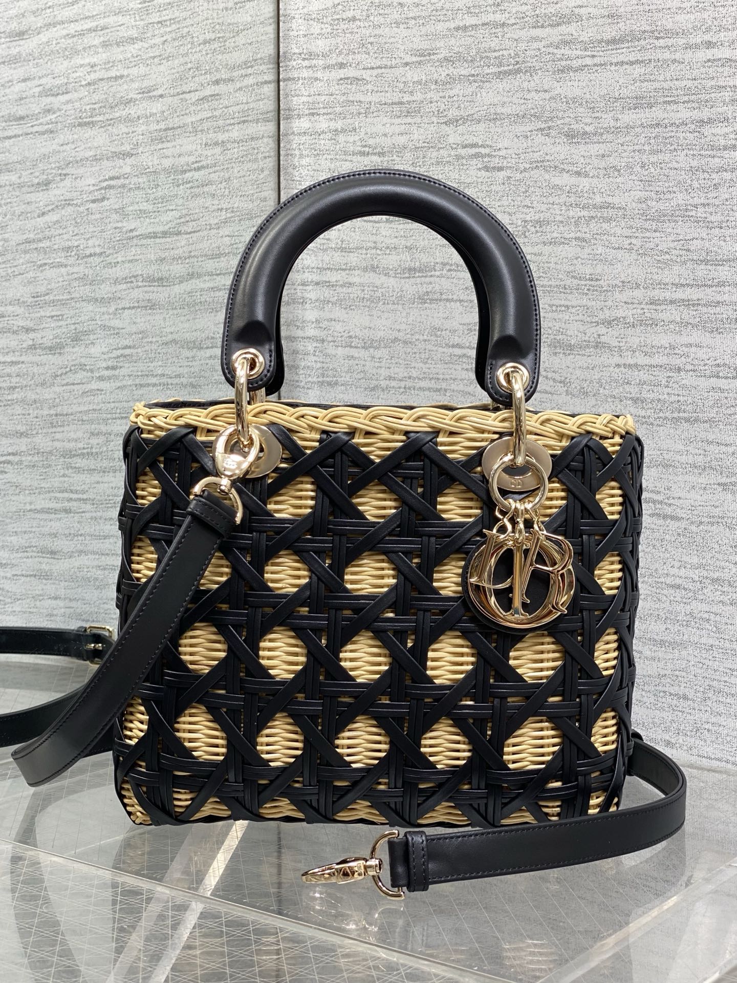 Dior 2026 Wicker Cannage Bag 24cm Leather Rattan 355285