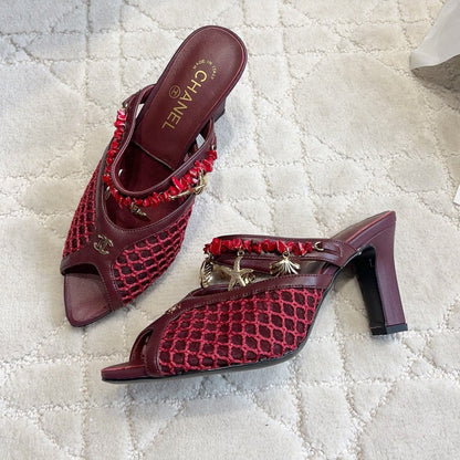 Chanel 2026 Open-toe Mule 75mm Mesh Sheepskin 808075