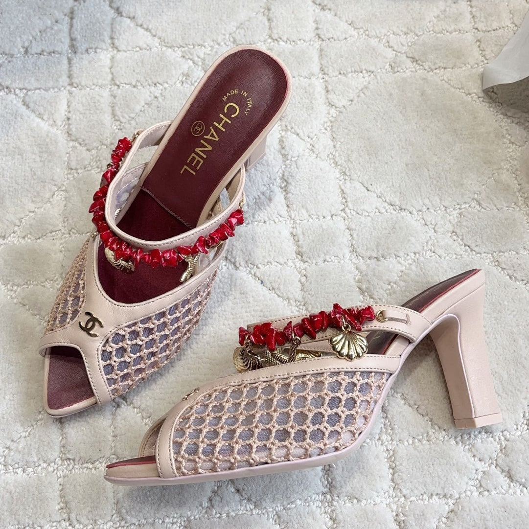 Chanel 2026 Open-toe Mule 75mm Mesh Sheepskin 808075