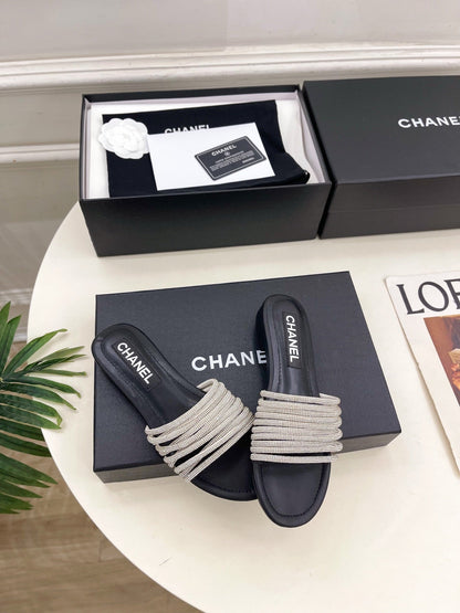 Chanel 2026 Chunky Heel Flat Sandals Sheepskin Leather 831356
