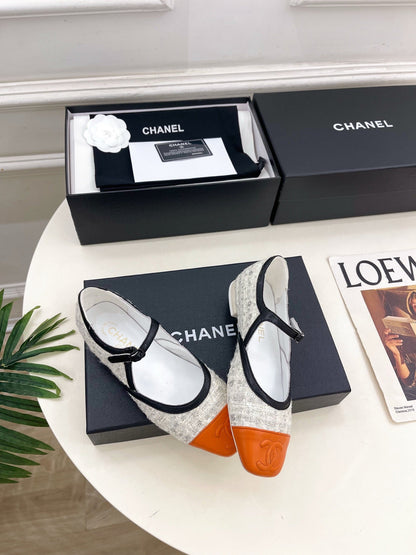 Chanel 2026 Mary Jane Flats Leather Sheepskin Tweed 831380