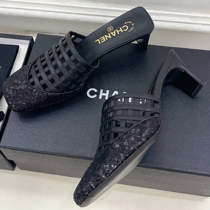 Chanel 2026 Square Toe Slippers Leather Sheepskin 831418
