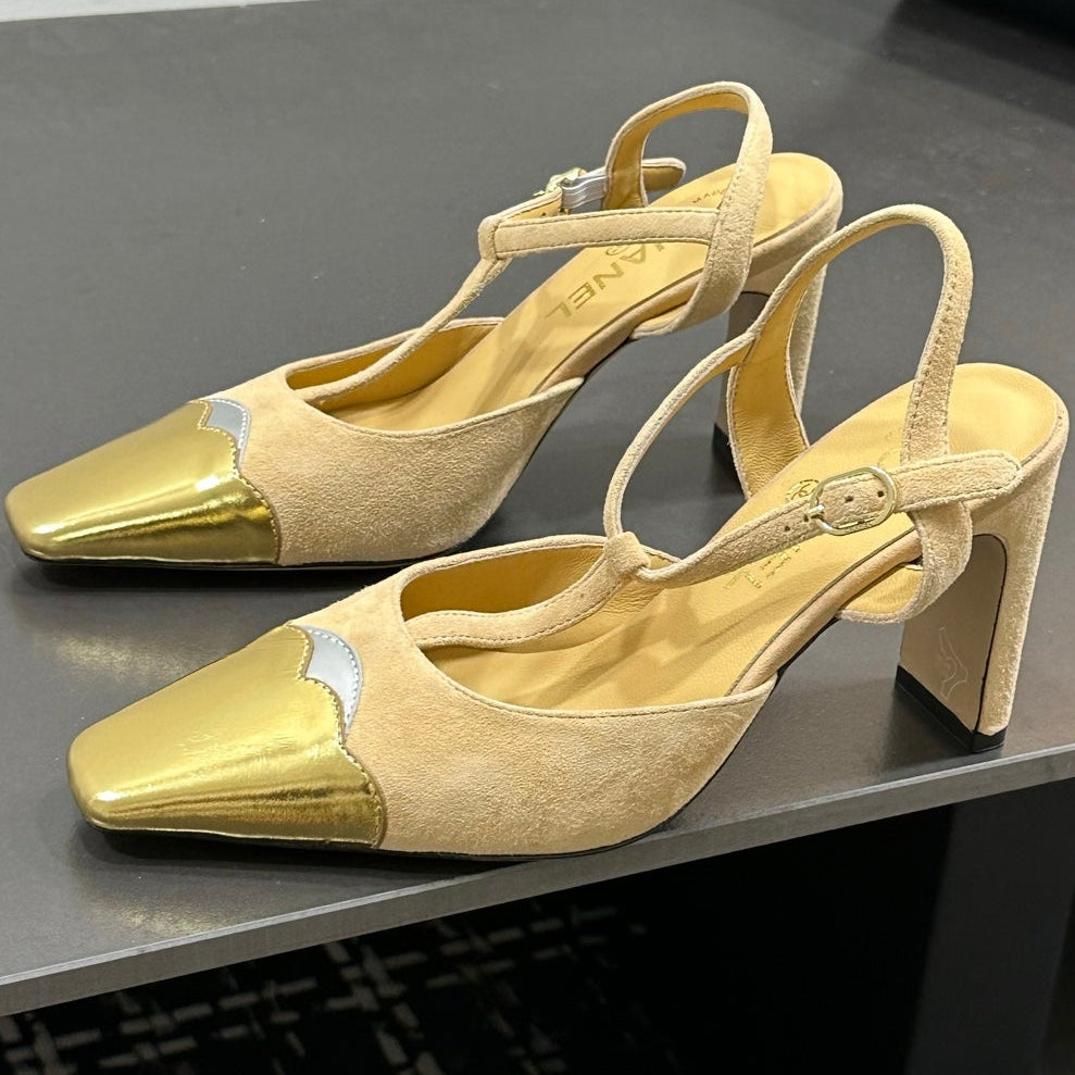 Chanel 2026  Slingback Kitten Heels Pumps Leather Sheepskin 832520