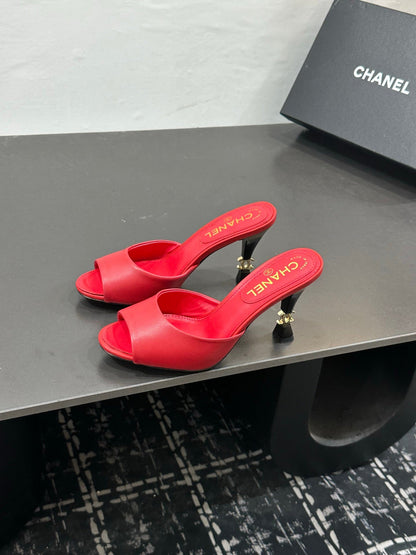 Chanel 2026 Peep-Toe Kitten Heels Leather Sheepskin 832569