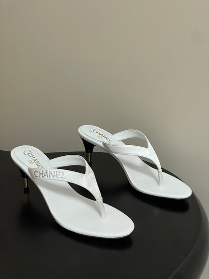 Chanel 2026 High-Heeled Flip-Flops Leather Sheepskin 834697