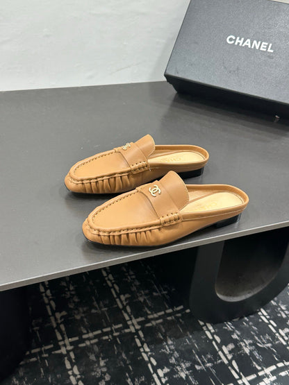Chanel 2026 Double C Metal Logo Mules Leather Sheepskin 832551