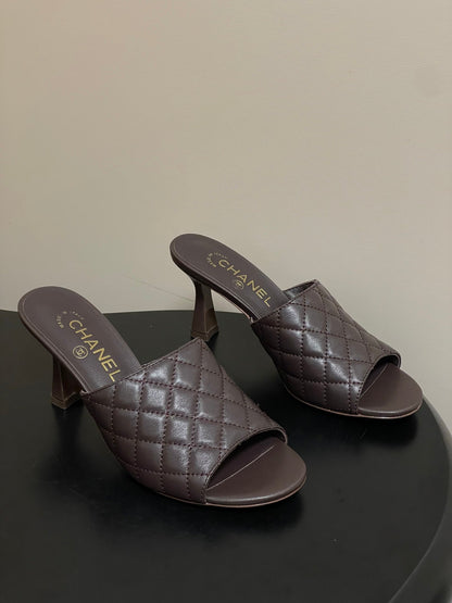 Chanel 2026  Peep-Toe High-Heeled Sandals Leather Sheepskin 834720