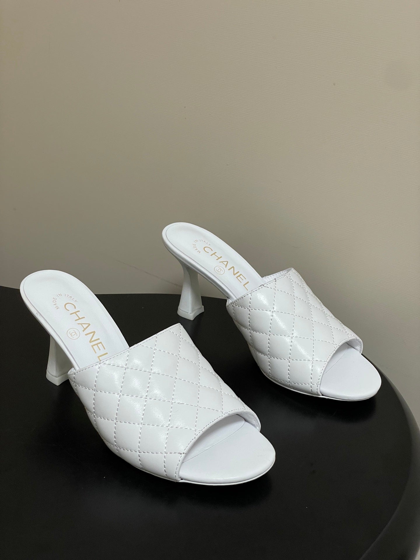 Chanel 2026  Peep-Toe High-Heeled Sandals Leather Sheepskin 834720