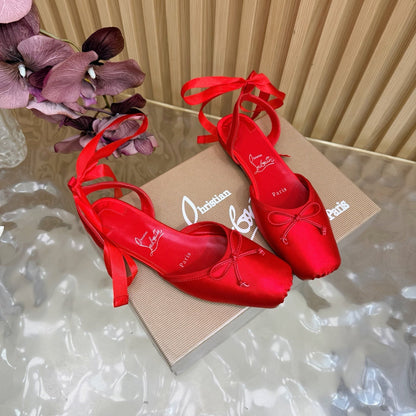 Christian Louboutin 2026 Sweetie Jane Strass Ballerina Flat Silk Leather 853090