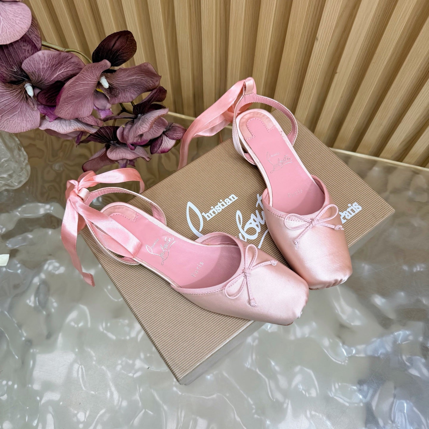 Christian Louboutin 2026 Sweetie Jane Strass Ballerina Flat Silk Leather 853090