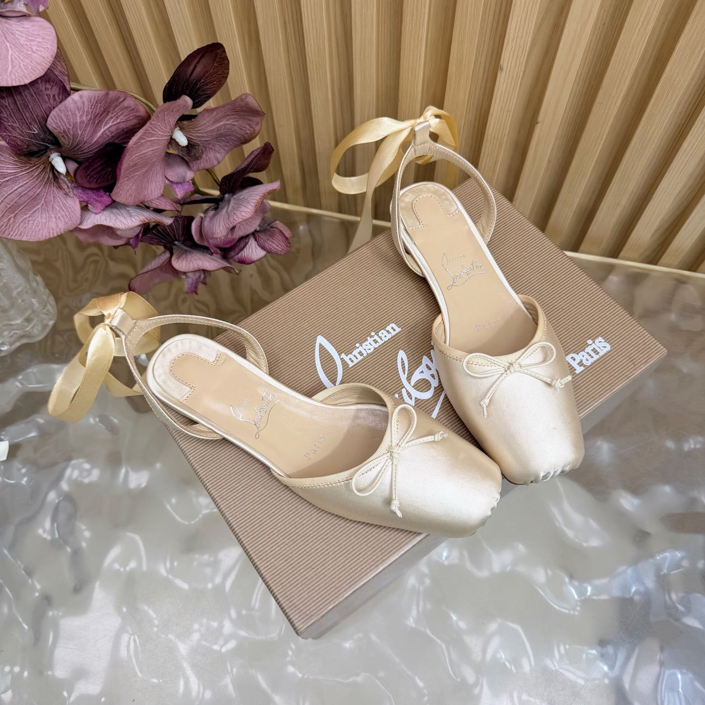 Christian Louboutin 2026 Sweetie Jane Strass Ballerina Flat Silk Leather 853090
