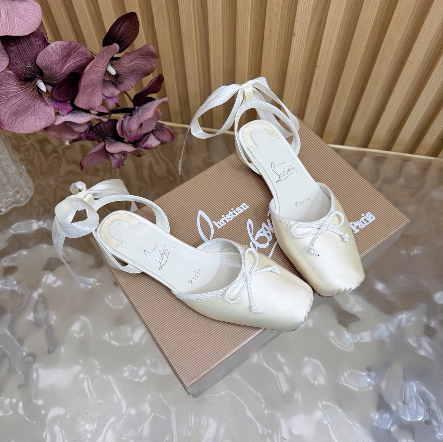 Christian Louboutin 2026 Sweetie Jane Strass Ballerina Flat Silk Leather 853090