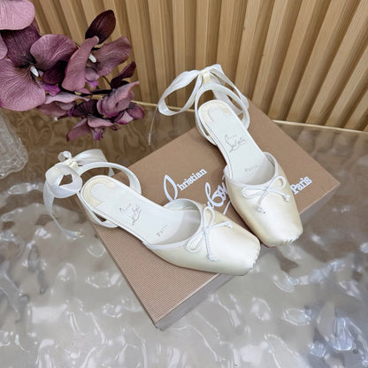 Christian Louboutin 2026 Sweetie Jane Strass Ballerina Flat Silk Leather 853090