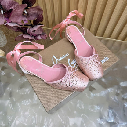 Christian Louboutin Sweetie Jane Strass Ballerina Flat Strass Silk Leather 853096