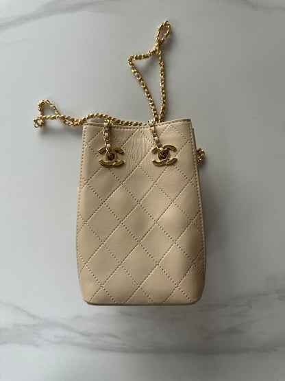 Chanel 2026 Bucket Bag 18cm Lambskin Suede Denim