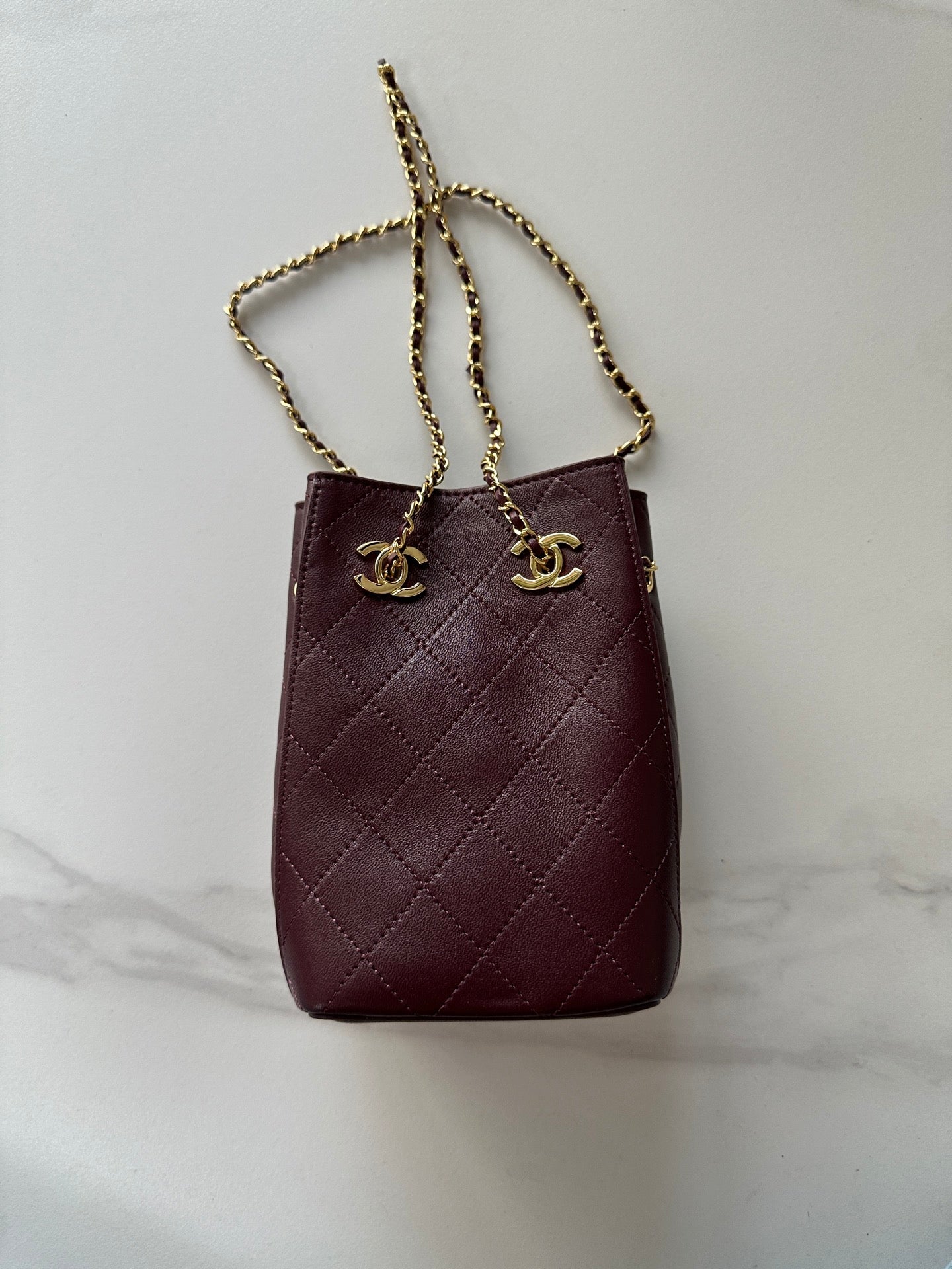 Chanel 2026 Bucket Bag 18cm Lambskin Suede Denim