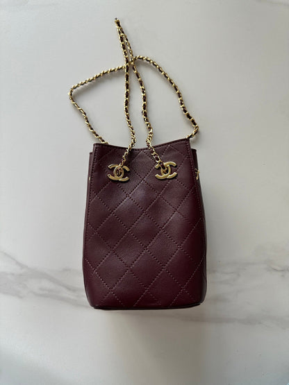 Chanel 2026 Bucket Bag 18cm Lambskin Suede Denim