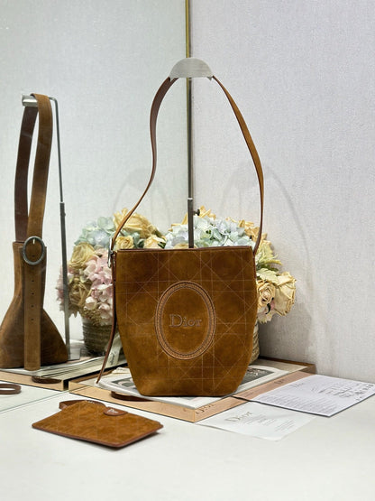 Dior 2026 Medaillon Bucket Bag Suede and Leather 159057