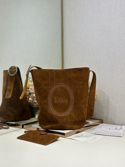 Dior 2026 Medaillon Bucket Bag Suede and Leather 159057