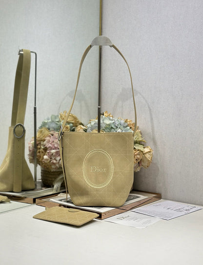 Dior 2026 Medaillon Bucket Bag Suede and Leather 159057